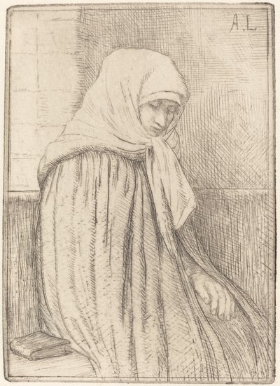 Joven campesina sentada en una iglesia de Alphonse Legros