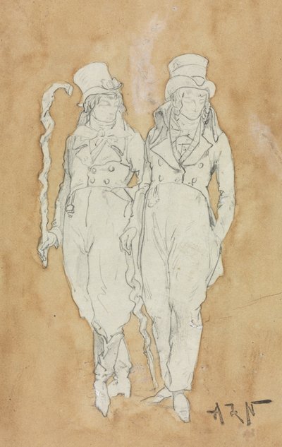Dos jóvenes de moda (de pie) de Alphonse Marie Adolphe de Neuville