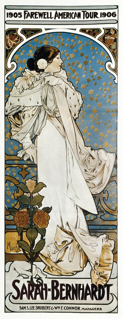 Cartel de la gira americana de despedida de Sarah Bernhardt de Alphonse Marie Mucha