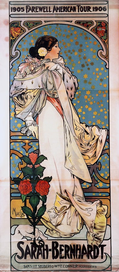 Un cartel para la Gira de Despedida Americana de Sarah Bernhardt, 1905-1906, c.1905 de Alphonse Mucha