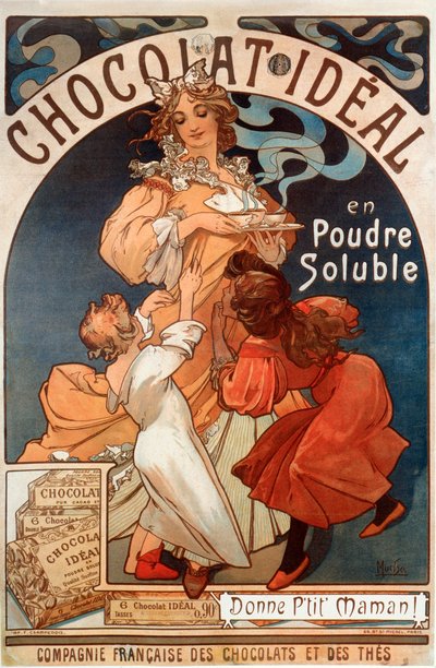 Cartel publicitario para Chocolate ideal de Alphonse Mucha