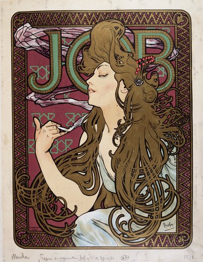 Cartel publicitario para “Papel de Cigarrillos Job” por Mucha de Alphonse Mucha