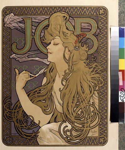Afiche publicitario del papel tisú ""Job"". Obra de Alfons Maria Mucha (Alphonse Marie Mucha de Alphonse Marie Mucha