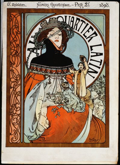Au Quartier Latin, impreso por Paul Dupont de Alphonse Mucha