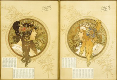 Cabezas bizantinas; Tetes Byzantines, 1900 de Alphonse Mucha
