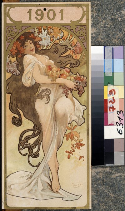 Calendario del año 1901. Obra de Alfons Maria Mucha (Alphonse Marie Mucha de Alphonse Marie Mucha