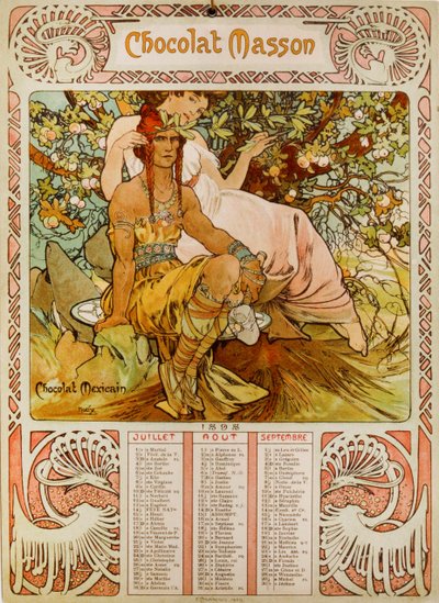 Calendario de Chocolate Masson ilustrado por Mucha de Alphonse Mucha