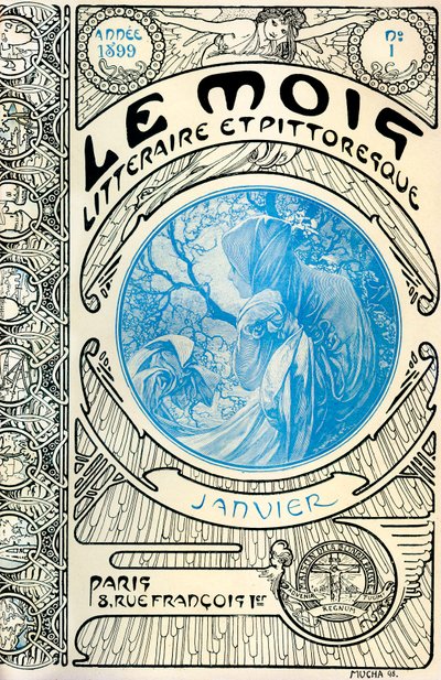 Portada de la revista (revista mensual) El Mes Literario y Pintoresco por Alphonse Mucha (1860-1939): Enero de 1899 - Maison de la Bonne Presse - de Alphonse Mucha