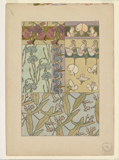 Documentos Decorativos: Guisantes de olor de Alphonse Mucha