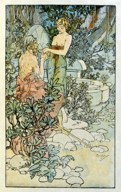 Ilustración de Alphonse Mucha de "Clio", una obra del autor francés Anatole France. 1900. Mucha (1860-1939) fue un pintor checo del Art Nouveau de Alphonse Mucha