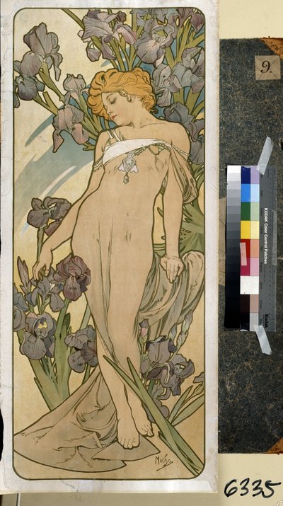 Iris (parte de la serie de flores). Obra de Alfons Maria Mucha (Alphonse Marie Mucha de Alphonse Marie Mucha