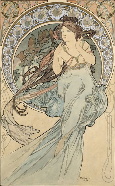 La música, 1898 de Alphonse Mucha