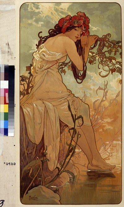 Verano (Serie de alegoría sobre las cuatro estaciones). Obra de Alfons Maria Mucha (Alphonse Marie Mucha de Alphonse Marie Mucha