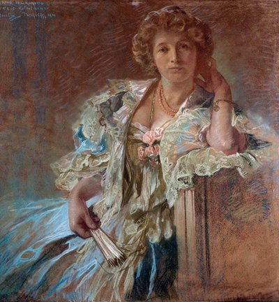 Retrato de Berthe Lalande. Pintura de Alphonse Mucha (1860-1939) de Alphonse Mucha