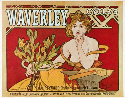 Cartel publicitario de bicicletas Waverley de Alphonse Mucha