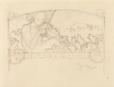 Estudio de una mujer tocando el violín de Alphonse Mucha