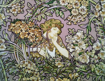 Mujer entre flores, c.1900 de Alphonse Marie Mucha