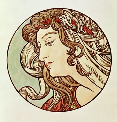 Mujer, vista de tres cuartos de Alphonse Marie Mucha