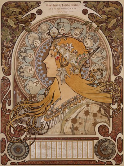 Zodiaco, Gran Bazar y Nuevas Galerías, Tours de Alphonse Mucha