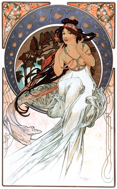 la Alegoría de la Música, impresión 1898 de Alphonse Marie Mucha