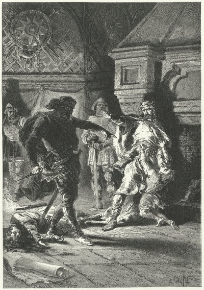 Clovis I imponiendo su voluntad como Rey de los Francos de Alphonse Marie de (after) Neuville