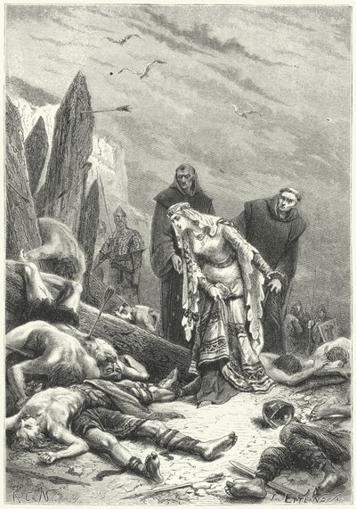 Edith la Bella descubre el cuerpo del rey Harold en el campo de batalla de Hastings de Alphonse Marie de (after) Neuville