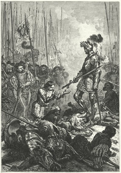 Francisco I de Francia hecho prisionero en la Batalla de Pavía de Alphonse Marie de (after) Neuville