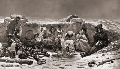 Soldados franceses en trinchera. Asedio de París. Guerra franco-prusiana de Alphonse Marie de (after) Neuville