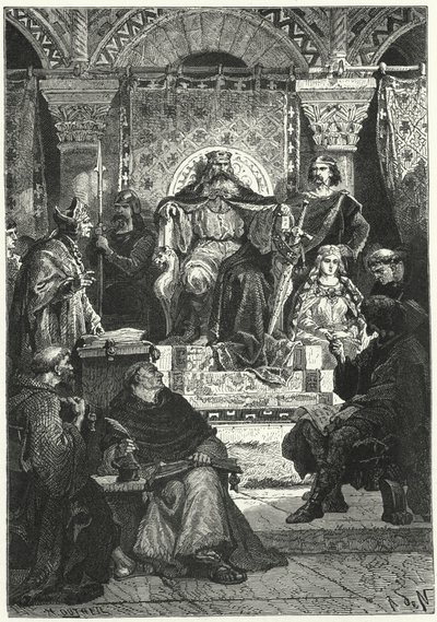 Reunión del consejo del emperador Carlomagno de Alphonse Marie de (after) Neuville