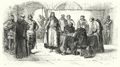 Proclamación del catolicismo como la religión del Reino Gótico en España en el Tercer Concilio de Toledo, 589 de Alphonse Marie de (after) Neuville