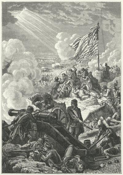 La defensa de las alturas de Bunker Hill contra los británicos de Alphonse Marie de (after) Neuville
