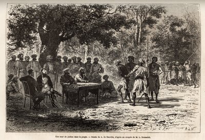 Un tribunal de justicia en la selva, cerca del pueblo de Sanchi, después del robo del cofre de los exploradores, el magistrado del distrito de Bhopal y sus gendarmes son enviados al lugar del crimen para investigar y juzgar las pistas. El narrador L de Alphonse Marie de Neuville