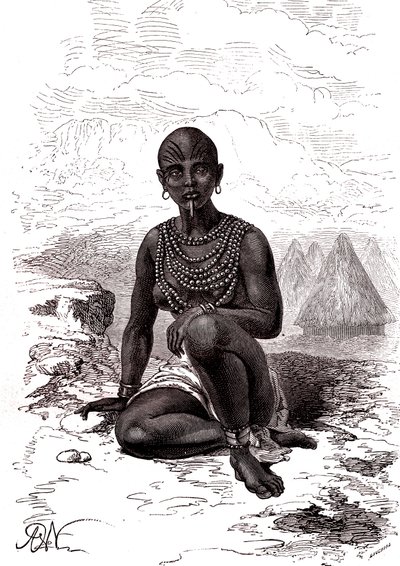 Bokke esposa de Moy, jefe de la tribu Latuka, Sudán del Sur de Alphonse Marie de Neuville