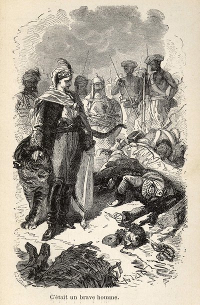 Ilustración de las “Maravillosas pero auténticas Aventuras del Capitán Corcoran” de Alfred Assollant, ilustrado con 25 viñetas dibujadas en madera por A. de Neuville, Librería Hachette et Cie en París de Alphonse Marie de Neuville