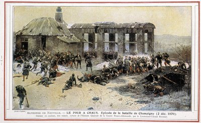 El horno de cal - Episodio de la Batalla de Champigny (02/12/1870) por Alphonse de Neuville. Grabado por el Teniente Coronel Rousset de 
