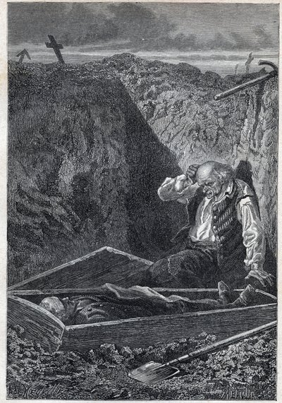 Los cementerios toman lo que se les da - Ilustración de Alphonse De Neuville para “Los miserables - Segunda parte: Cosette” de Victor Hugo 1862 de Alphonse Marie de Neuville