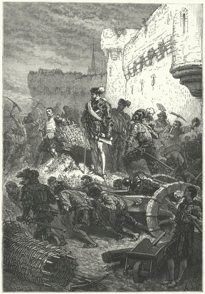 Francisco, Duque de Guisa supervisando la construcción de las defensas de Metz, 1552 de Alphonse Marie de after Neuville