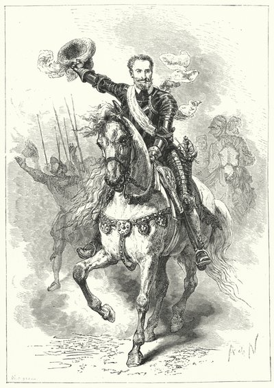 Enrique IV de Francia en la Batalla de Ivry, 1590 de Alphonse Marie de after Neuville