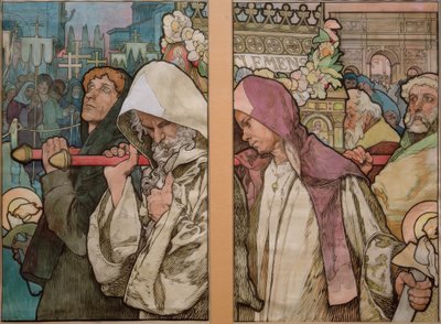A. Mucha, Ventana de San Vito en Praga / Cartón 1931 de Alphonse Mucha