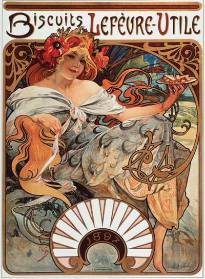 Cartel publicitario de Alphonse Mucha para las galletas “Lefevre-Utile”, 1897 - Colección privada de Alphonse Mucha