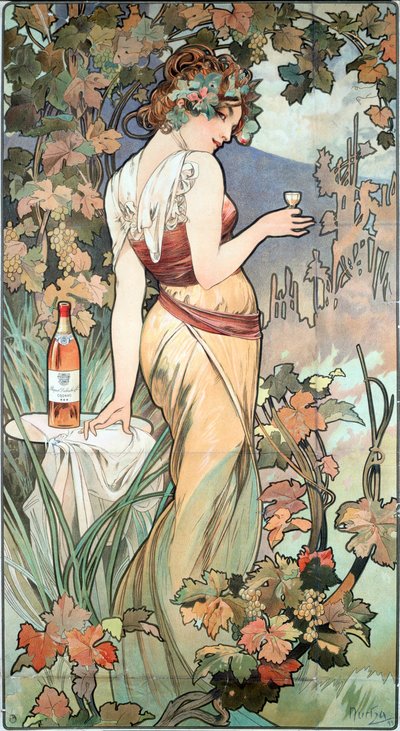 Póster publicitario de Alphonse Mucha para el Cognac Bisquit, Dubouche, 1899 de Alphonse Mucha
