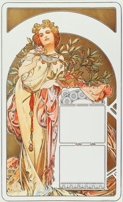 Cartel publicitario de Alphonse Mucha para el calendario, 1898 - Colección privada de Alphonse Mucha