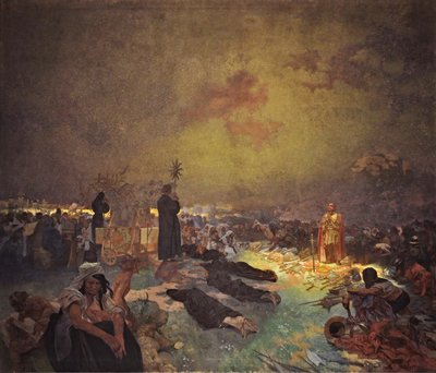 Después de la Batalla de la Colina Vítkov El ciclo La Epopeya Eslava de Alphonse Mucha
