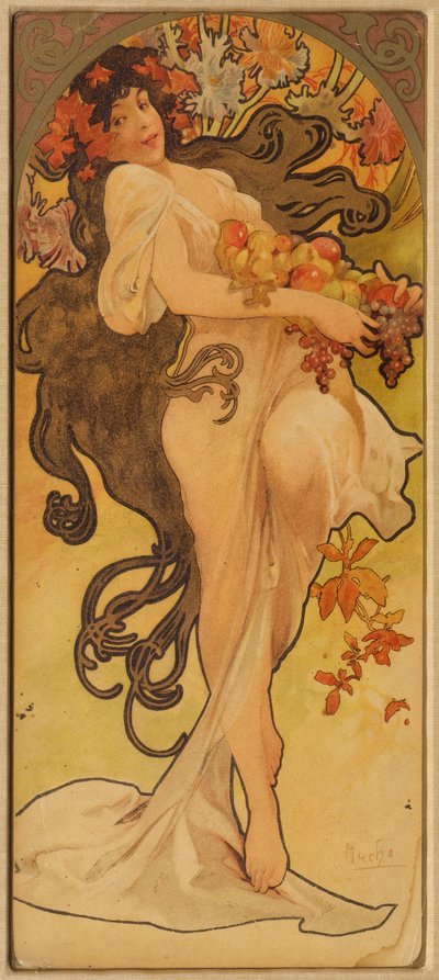 Otoño de la serie Les Saisons, c. 1900 de Alphonse Mucha