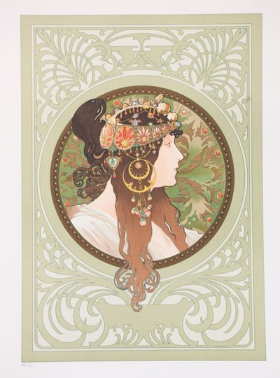 Cabezas bizantinas: Morena, 1897 de Alphonse Mucha
