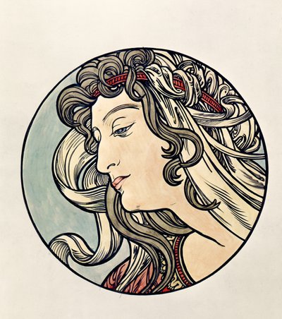 Cabeza de una Mujer de Alphonse Mucha