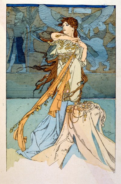 Ilustración de Alphonse Mucha de "Rama" un poema en tres actos de Paul Verola. ca.1898. Mucha (1860 – 1939). fue un pintor checo del Art Nouveau de Alphonse Mucha