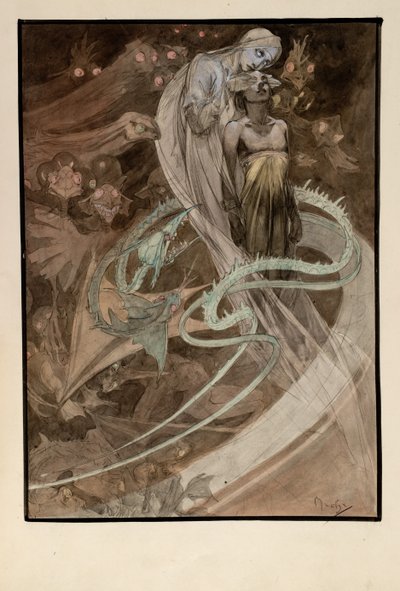 Ilustración para la edición ilustrada Le Pater de Alphonse Mucha