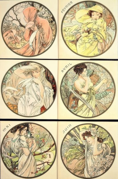 Enero / Febrero / Marzo / Abril / Mayo / Junio de Alphonse Mucha