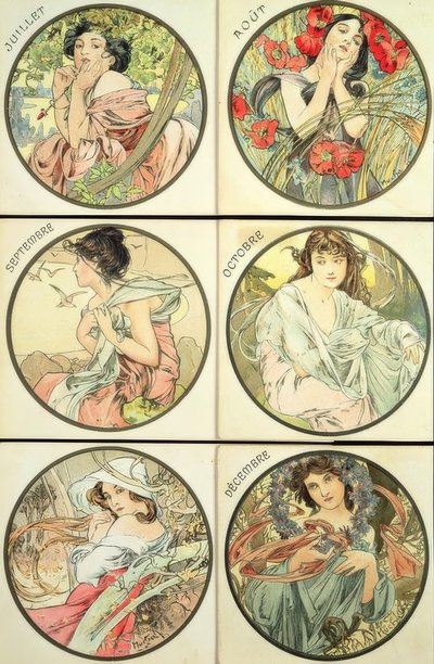 Julio / Agosto / Septiembre / Octubre / Noviembre / Diciembre de Alphonse Mucha
